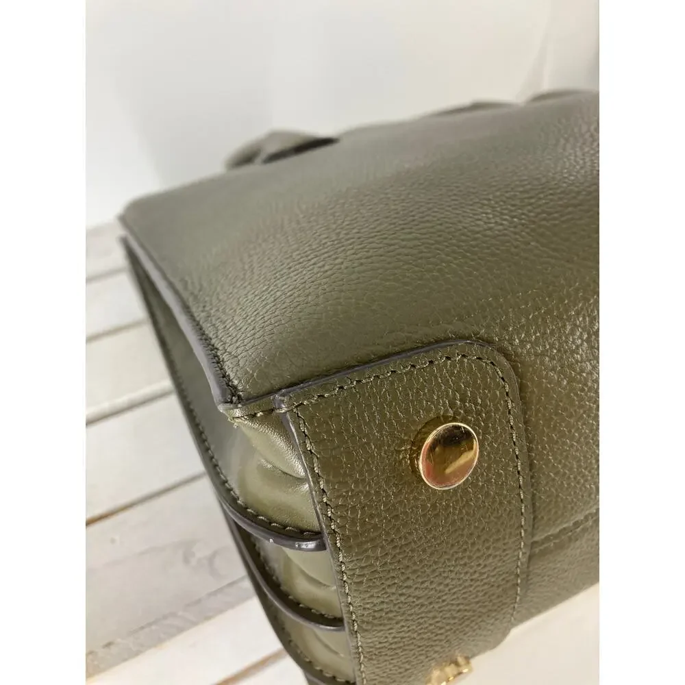 MICHAEL KORS, PEBBLED LEATHER OLIVE GREEEN LARGE HANDBAG